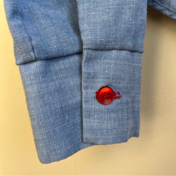 vintage western chambray shirt with red top stitching - Picture 5 of 8